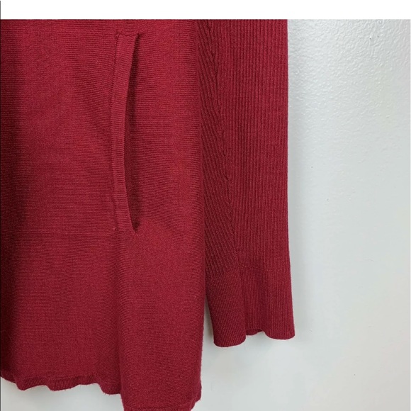 WHBM Red Cardigan Open Front Waterfall Pockets L - Picture 7 of 12